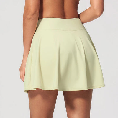 SPARK Women’s Cross Waist Yoga Sport Tennis Skirt with Built-in Shorts ZC2135