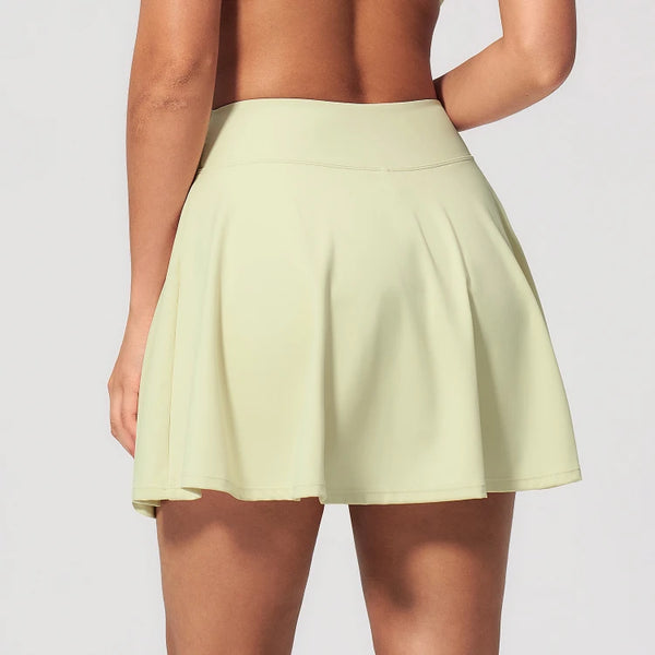 SPARK Women’s Cross Waist Yoga Sport Tennis Skirt with Built-in Shorts ZC2135