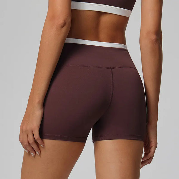 SPARK Contrast Color Crossover Waist Yoga Shorts CT2190