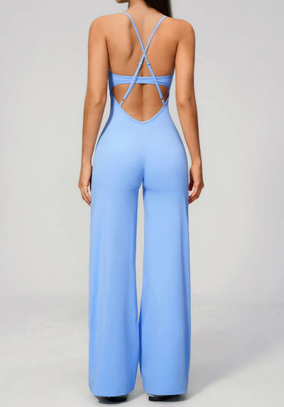 SPARK Cross Back Yoga Flared Jumpsuit For Women ZC4529