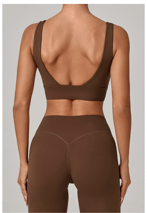 SPARK Women's Wide Hem High Support Open Back Yoga Bra QS25010
