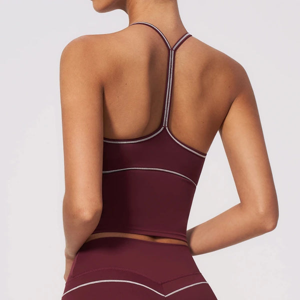 SPARK Women's Color-Block V-neck Halter Yoga Tank Top ZC9615