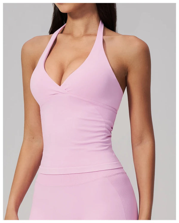 SPARK Seamless V-neck Halter Yoga Fitness Tank Top ZC2557