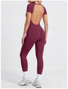 SPARK Women's Seamless Short Sleeve Open Back Yoga Jumpsuit RXW3003