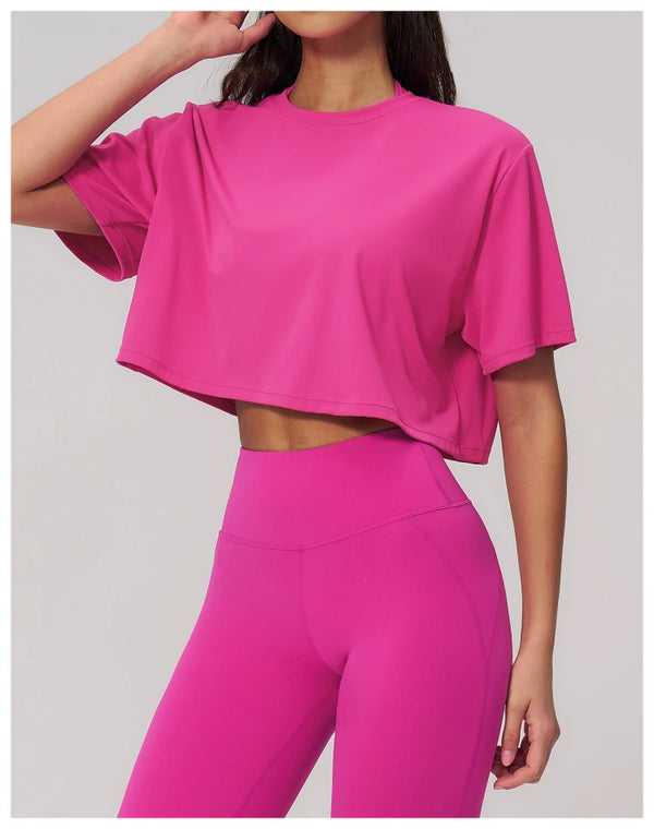 SPARK New Crew-Neck Loose Cropped Athletic Yoga Fitness T-Shirt ZC3091-2