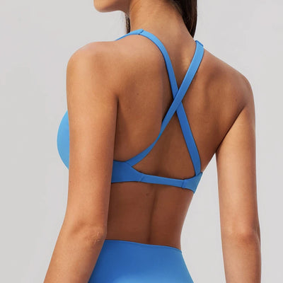 SPARK Women's Wide Halter Straps Cross Back Yoga Workout Bra ZC5558