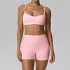 SPARK Women's Spaghetti Strap Bra Invisible Scrunch Shorts 2 Piece Set YEL202