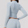 SPARK Women's New Slim-Fit Cropped Striped Fitness Jacket ZC4556