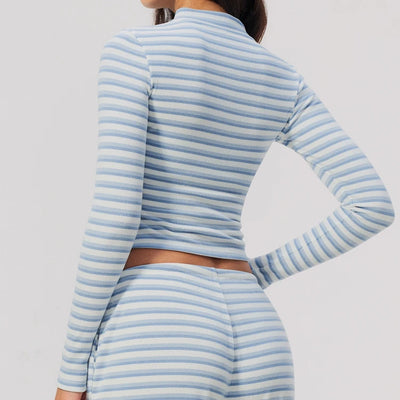 SPARK Women's New Slim-Fit Cropped Striped Fitness Jacket ZC4556