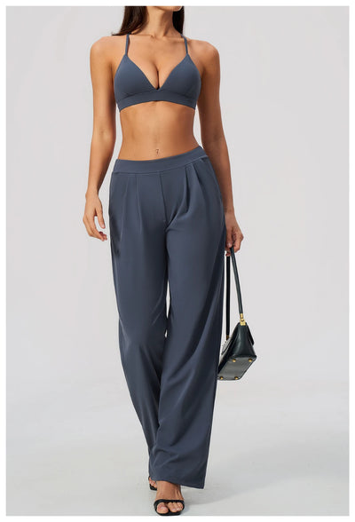 SPARK Women's Brushed V-Neck Cross-Back Yoga Bra ZC8793