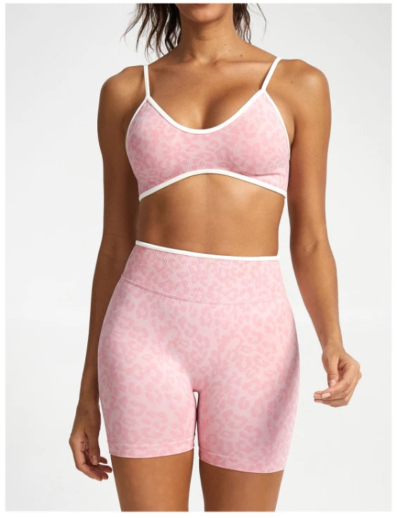 SPARK Seamless Leopard-print Yoga Fitness Shorts RXW3006-2