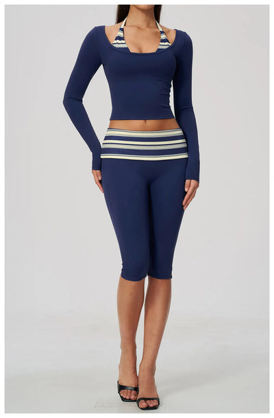 SPARK Women’s Color Block Stripe Yoga Long Sleeve Top ZC4549