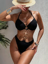 SPARK Solid Color Three-button Metal Ring Bikini Set CHUS222