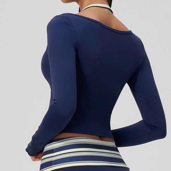 SPARK Women’s Color Block Stripe Yoga Long Sleeve Top ZC4549