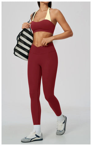 Spark Women's Color-Block Halter-Neck Yoga Sports Bra ZC2588
