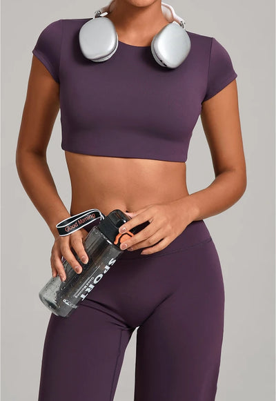 SPARK Women's Hollow Back Crop Yoga Short-Sleeve QS2590