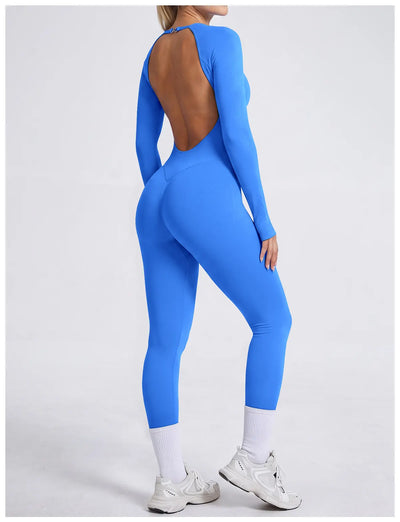 SPARK Women's Seamless Long Sleeve Open Back Yoga Jumpsuit RXW3003