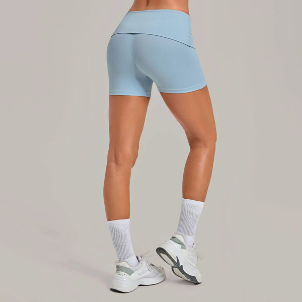 SPARK Women’s Fold-Over Waist Invisible Scrunch Yoga Shorts TF8402
