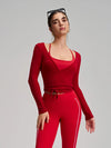 SPARK Chic Long Sleeve Wrap Tie Yoga Top RQ7418