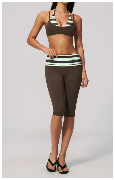 SPARK New Brushed Retro Polka Dot Fold-Over Yoga Capri ZC4549