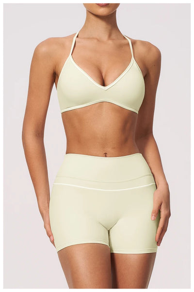 SPARK Women's Color-Block V-neck Halter Yoga Bra ZC9615