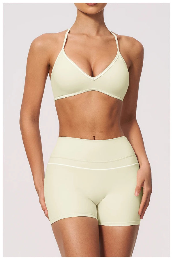 SPARK Women's Color-Block V-neck Halter Yoga Bra ZC9615