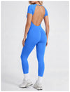 SPARK Women's Seamless Short Sleeve Open Back Yoga Jumpsuit RXW3003