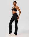 SPARK Women's Deep V Neck Crossover Yoga Sports Bra YEL52736