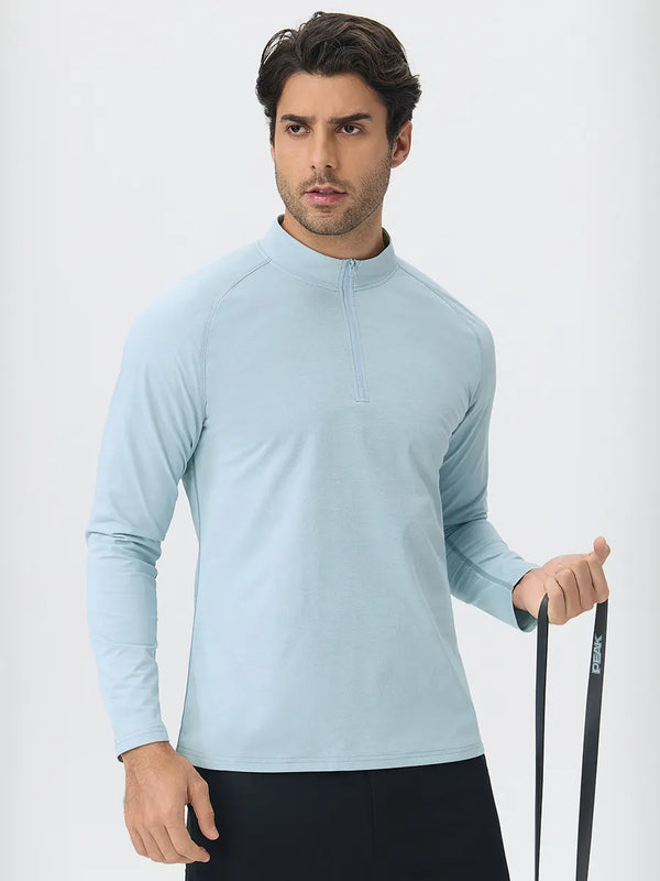 SPARK Men's Half-zip Cotton-Linen Feel Casual Workout & Running Top 61530YEL