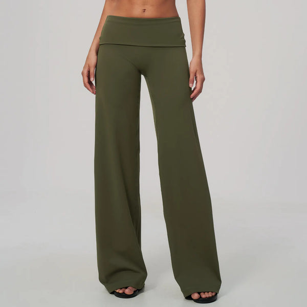 SPARK Women's Folded Waist Yoga Wide Leg Pants ZC5529