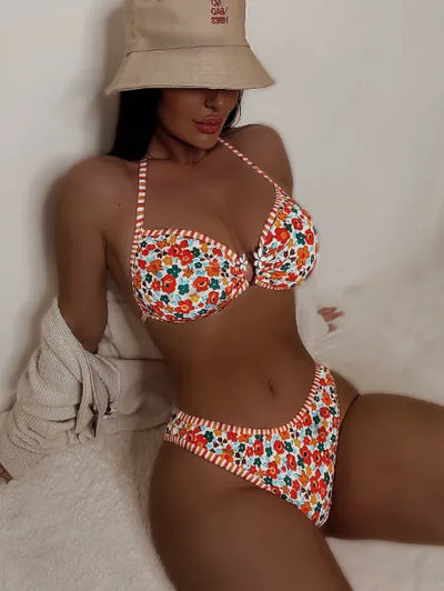 SPARK Double Strap Floral Swimsuit Sexy Bikini CHS230