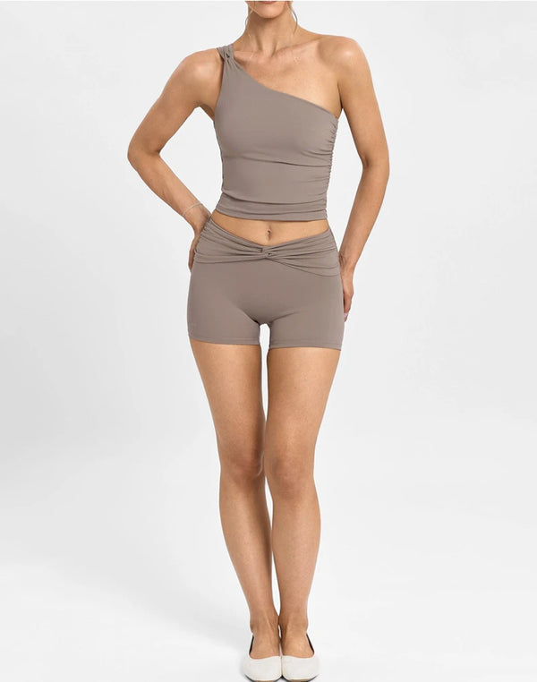 SPARK One-shoulder Twisted Yoga Tank Top for Women FNK26071