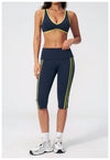 SPARK Women's Contrast Color Foldable Waist Capris Pants For Women ZC3588