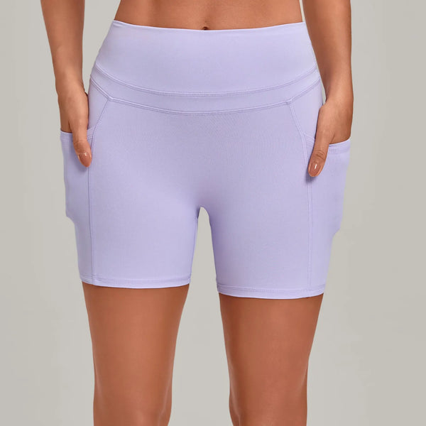 SPARK Women's Tummy Control High-Waisted Yoga Shorts with Pockets TF2116