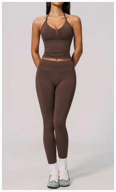 SPARK Seamless Halter V-Neck Open-Back Tank Top ZC4535