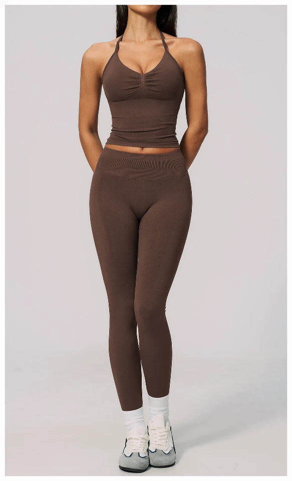 SPARK Seamless Halter V-Neck Open-Back Tank Top ZC4535