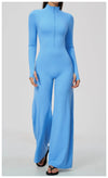 SPARK Women’s Half-Zip Long Sleeve Yoga Jumpsuit | Wide-Leg Workout One-Piece ZC5114