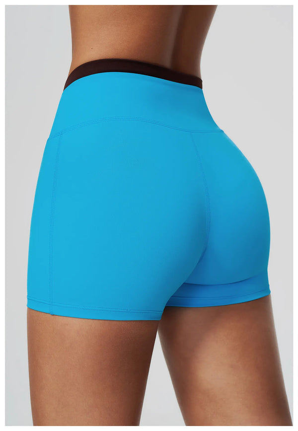 SPARK New Color-Block Cross Waist Yoga Athletic Shorts ZC2578