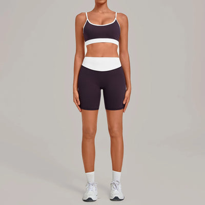 SPARK Women's Color-block Premium Activewear Yoga 2 Piece Set TF6211