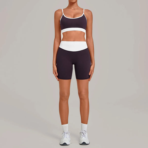 SPARK Women's Color-block Premium Activewear Yoga 2 Piece Set TF6211