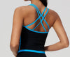 SPARK Women’s Color-Block Crossover Backless Workout Tank Top ZC2578