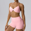 SPARK Women's Sexy Halter-Neck Bra Invisible Butt-Lifting Shorts 2 Piece Set YEL62423