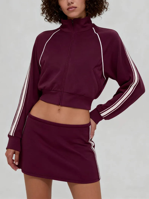 SPARK Women's Autumn/Winter Modal Air Layer White Stripe Short Skirt QY6607