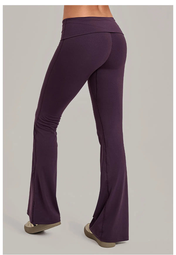 SPARK Women’s Fold-Over Waist Butt-Lifting Yoga Flare Pants TF2257