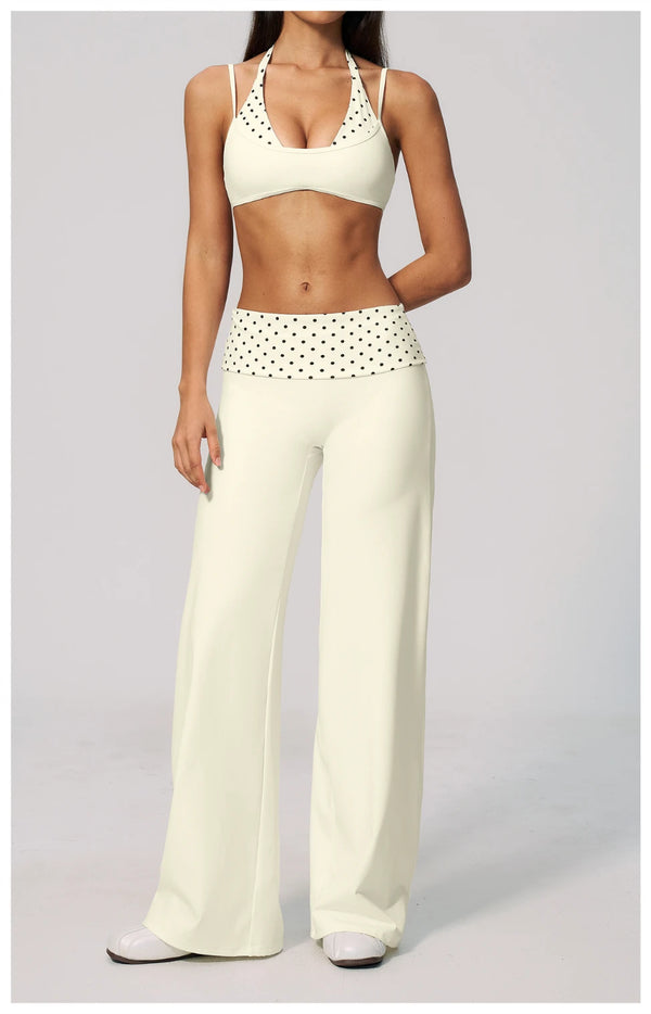 SPARK Retro Polka Dot Fold-Over Yoga Pants ZC4549