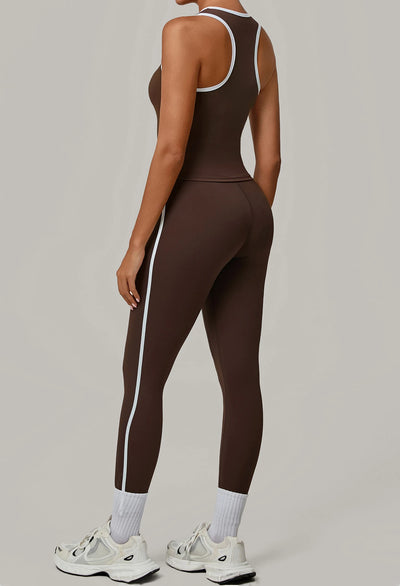 SPARK Color Block Naked-feel Fit Yoga Fitness Two-piece Set TF7709