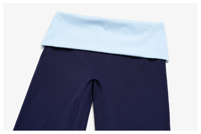 SPARK Women's Contrast Color Fold-Over Waist Yoga Flare Pants ZC2570