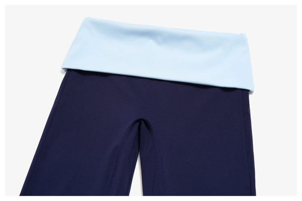 SPARK Women's Contrast Color Fold-Over Waist Yoga Flare Pants ZC2570
