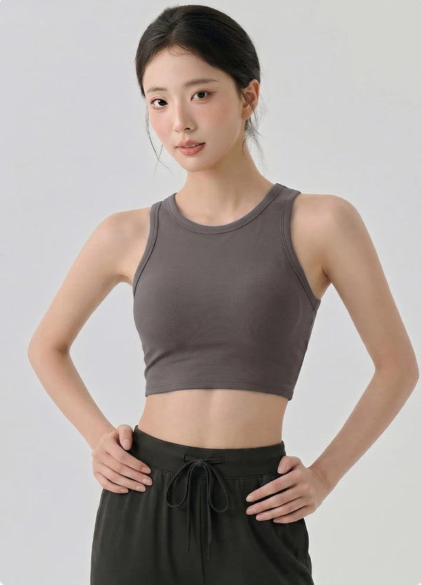 SPARK Women's Ribbed High Neck Yoga Vest DS116245