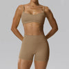 SPARK Women's Spaghetti Strap Bra Invisible Scrunch Shorts 2 Piece Set YEL202